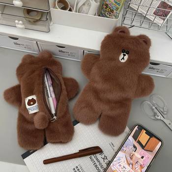 High Yan value Brown bear pencil bag ~ 2025 new primary school students junior high school students stationery bag storage bag pencil case