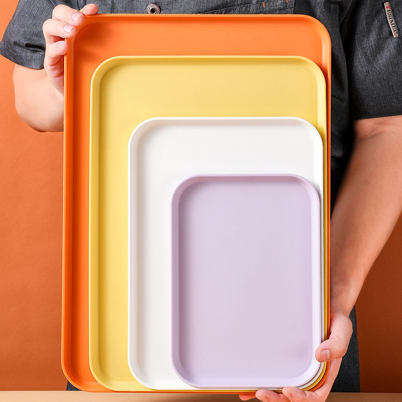 Nordic Ins Wheat Straw Tray Household Color Plate Commercial Barbecue Skewers Dish Plate Large Plastic Tea Plate