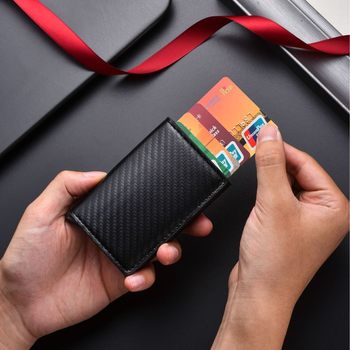 Cross-Border Men's Card Holder Anti-Theft Ultra-Thin Carbon Fiber Business Card Aluminum Alloy Bank Card Wallet New Style