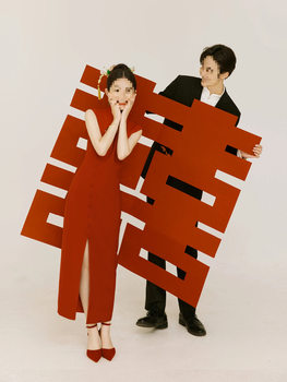 Extra Large Happy Words Wedding Certificate Engagement Photo Props Wedding Red Happy Words Stickers Wedding Room Decoration Decoration Stickers