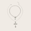 European and American Cross-border Jewelry Gothic Style Hip Hop Necklace Retro Cross Pendant Five-pointed Star Clavicle Chain Necklace for Women