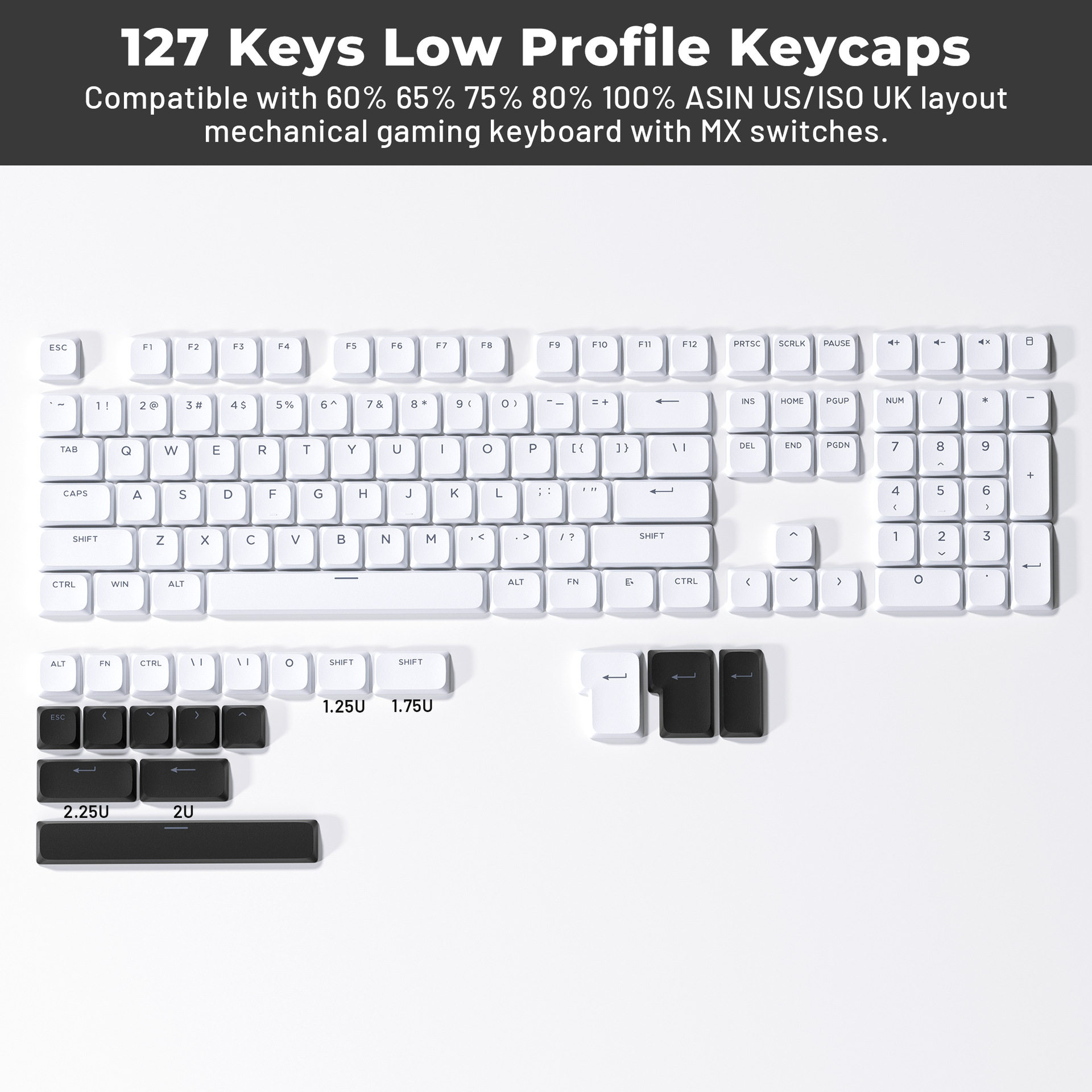 Xvx Low Shaft Height Pbt Material Engraved Translucent Characters/Transparent Keycap 127 Keys Small Full Set Cross-Border Europe