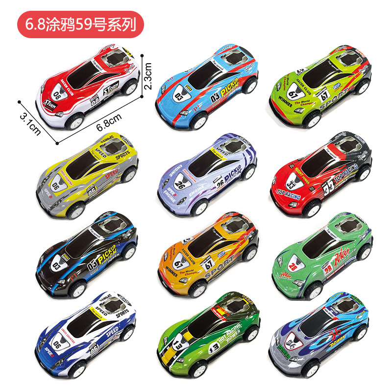 跨境迷你合金赛车铁皮车儿童回力赛车多款式仿真卡通小汽车批发