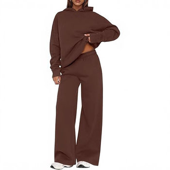 European and American Clothing Amazon Cross-Border Fashion Long-Sleeved Pants Suit Autumn New Hooded Solid Color Casual Two-Piece Set