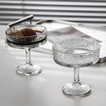 Cross-Border Ins Ice Cream Cup Yogurt Glass Tall Pudding Juice Dessert Cocktail Cup Ins Style Crystal