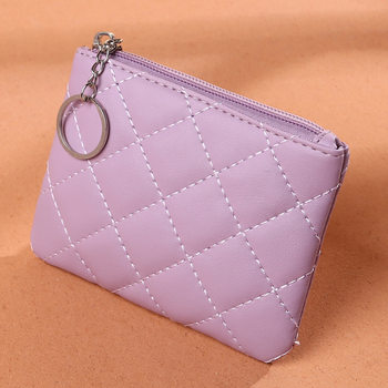 Coin Purse Women's 2022 Diamond Embroidered Pu Short Mini Zipper Small Purse Solid Color Coin Card Storage Bag