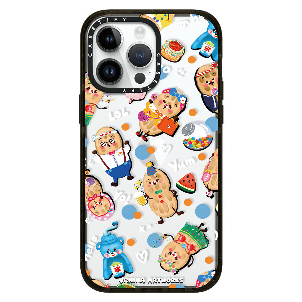 CASETi Transparent Illustrator Co-branded CENINA Candy Bear and Peanut Ice-eating Suitable for iPhone15Prom