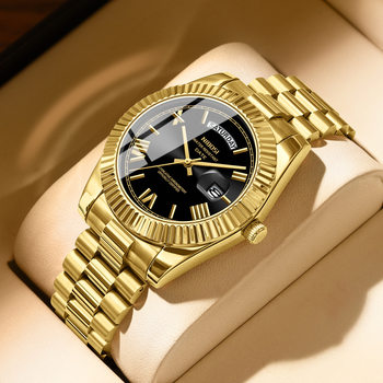 Brand Fashion Trendy Men's Watch Solid Steel Band Crown Colorful Dial Quartz Wrist Watch Men's Watch
