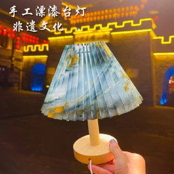 Bedroom Bedside Lamp Floating Paint Table Lamp Vintage Hotel Homestay Lamp Led Night Light Pleated Home Dormitory Desktop Lamp