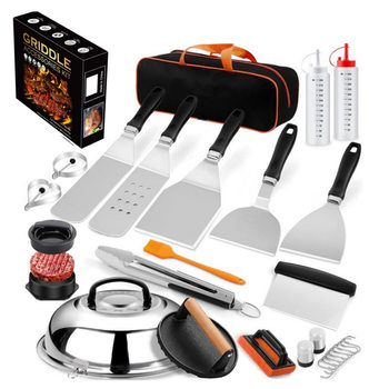 In-Stock Stainless Steel Barbecue Tool Set Cooking Spatula Barbecue Spatula Teppanyaki Tools Bbq Combination Grill Set