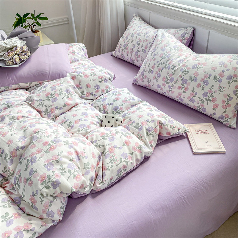 Washed cotton four-piece set wholesale 2025 spring double-layer yarn bed sheet quilt cover Nantong bedding three-piece set