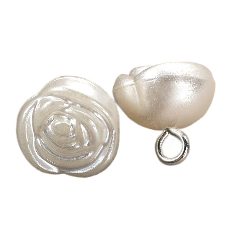 Rose-shaped pearl button women's shirt shirt cardigan sweater knitted Chanel style flower button in stock