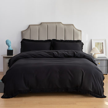 Cross-border US size cross-border home textile factory direct tassel lace solid color simple fashion bedding single kit