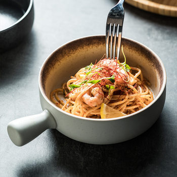 Cross-border salad bowl with handle noodle soup bowl anti-scald ramen bowl rice noodle bowl dumpling bowl oven bowl wholesale