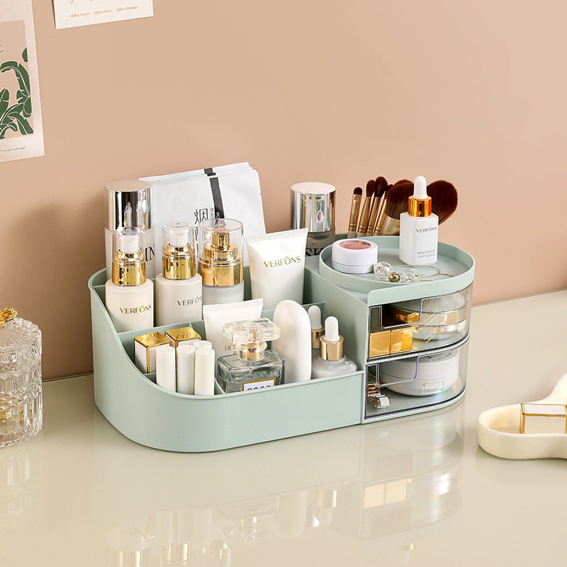 New Multi-functional Cosmetic Storage Box Desktop Dressing Table Cosmetic Mirror Skin Care Products Storage Rack Lipstick Storage Box