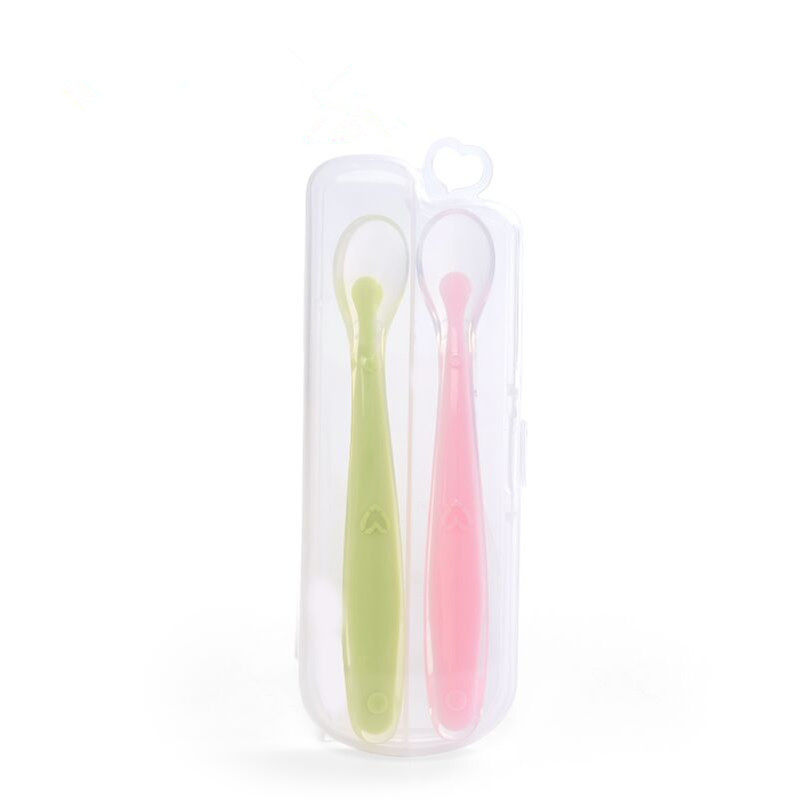 Baby Silicone Spoon Silicone Spoon Newborn Soft Head Spoon Baby Silicone Spoon Complementary Feeding Spoon with Storage Box