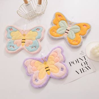 Cute Pet Butterfly Hand Towel Can Be Hung Without Odor, Hand Towel Can Be Hung, Kidsren's Hand Towel, Coral Velvet Towel