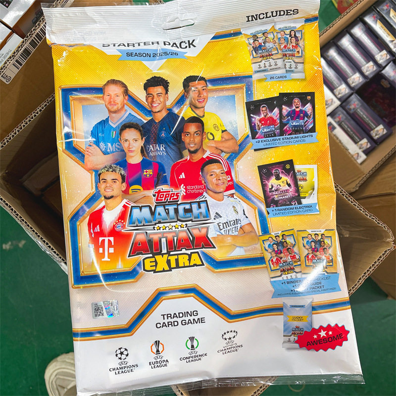 Подлинная авторизованная карта Attax Extra UCL Champions League Football Novice Pack для новичков на матчи 2025-26Topps Match Изображение 1