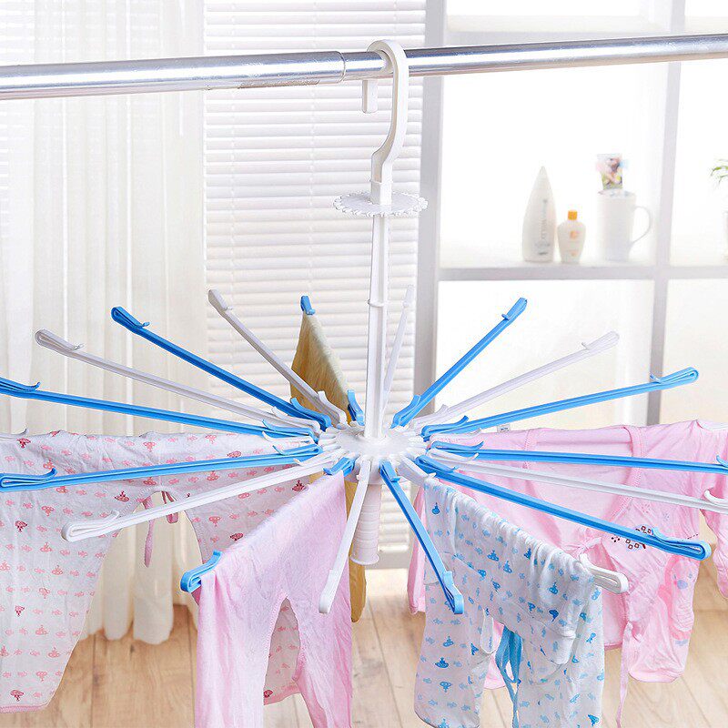 Umbrella-Shaped 20-Clip Rotating Windproof Towel Rack Kidsren's Clothes Hanger Plastic Drying Rack Baby Baby Diaper Clothes Drying Rack