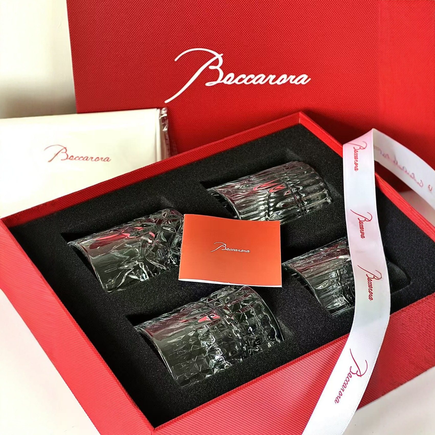 Bakana Light Luxury Style Whiskey Glass Thickened Crystal Glass Cup Engraved Wine Glass Set Gift Box