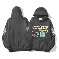 Pure Cotton Kanye Unisex Hip Hop American Streetwear Broken Planet Foam Print Hoodie Couple Style