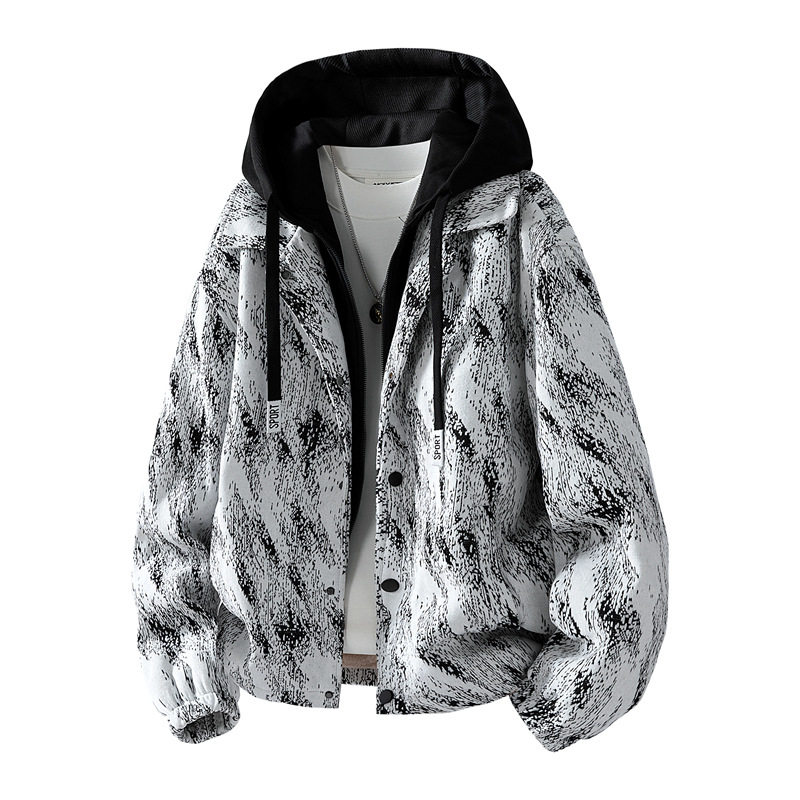 Áo Khoác Cardigan Nam Dệt Kim Lót Lông Dày Dặn Có Mũ Trùm Đầu Phong Cách Hàn Quốc Màu Trắng Đen