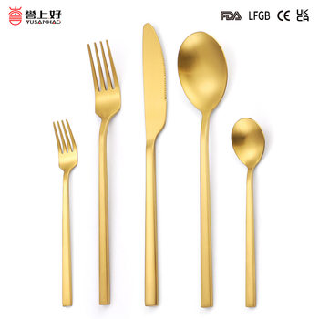 Cross-Border Spot Matte Stainless Steel Tableware Set Household Thickened Handle Knife, Fork and Spoon Hotel Supplies Amazon