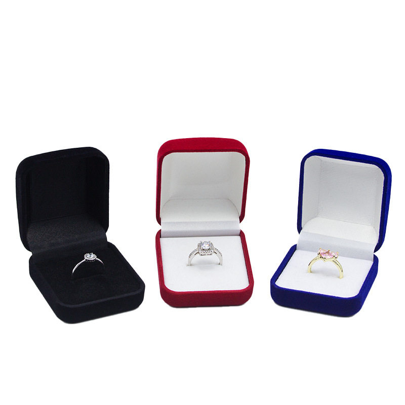 High-grade Arc Top Ring Box Flocking Steamed Bread Jewelry Box Earrings Small Pendant Storage Box Jewelry Packaging Box