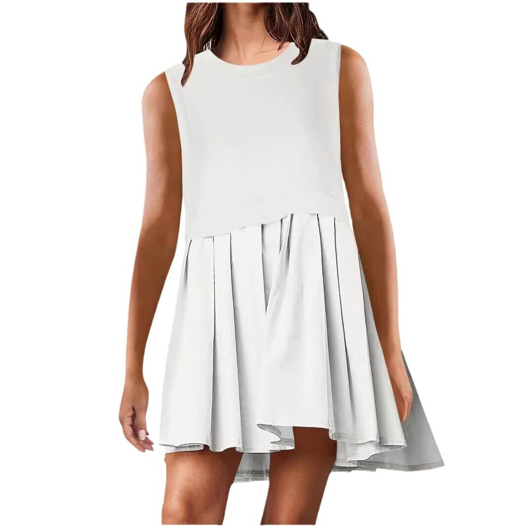 Summer Casual Sleeveless Dress Minimalist Solid Color European and American Style Perfect for Daily Wear Ready to Ship