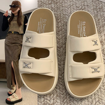 Fashionable and High-End Slippers for Women 2025 Summer New Style Personalized Outer Wear Thick-Soled Non-Slip Wear-Resistant Home Slippers