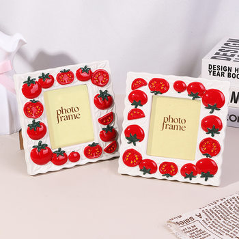New Tomato Ceramic Photo Frame with Textured Surface, Modern Minimalist Nordic Cross-Border Direct Sales, Suitable for Giving to Family and Friends