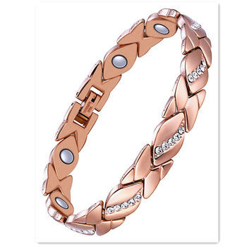 Jia Rui Amazon's Best-Selling Cross-Border Women's Leaf Diamond Magnet Bracelet Leaf Brushed Creative Magnet Bracelet