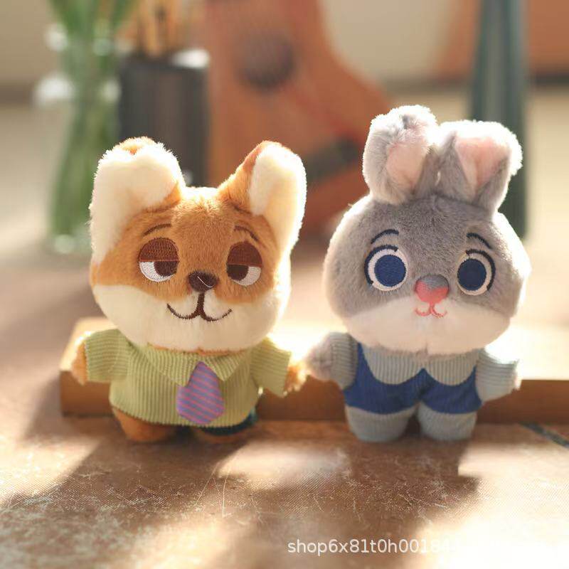 Cross-Border Zootopia Plush Pendant Judy Rabbit Nick Fox Keychain Bag Doll Accessories