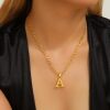 Cross-Border Fashion 26 Letter Necklace Stainless Steel Chain with Letter Pendant High-End Versatile Necklace Wholesale