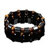 Natural Tiger Eye Stone Black Magnetic Magnet Bracelet for Teenagers and Men Retro Double Row Holiday Gift Magnetic Bracelet