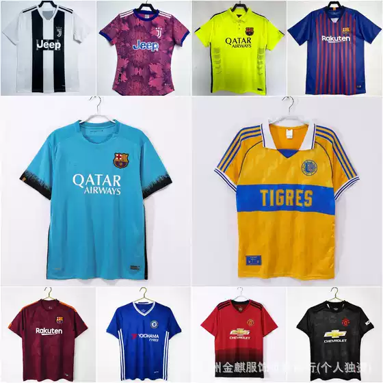 Cross-Border Wholesale Classic Retro Commemorative Short-Sleeved Football Jerseys Juventus Manchester City Chelsea Ac Milan Number Jerseys