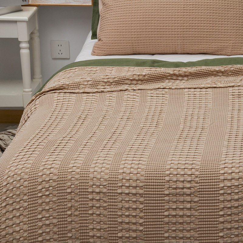 Sofa Towel Air Conditioning Blanket 50 Bamboo Fiber 50 Cotton Pure Color Export Custom American Summer Throw Blanket Waffle Blanket
