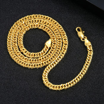 temu imitation 18K gold necklace 4MM gold plated NK squashed necklace hot jewelry chain necklace iron men and women