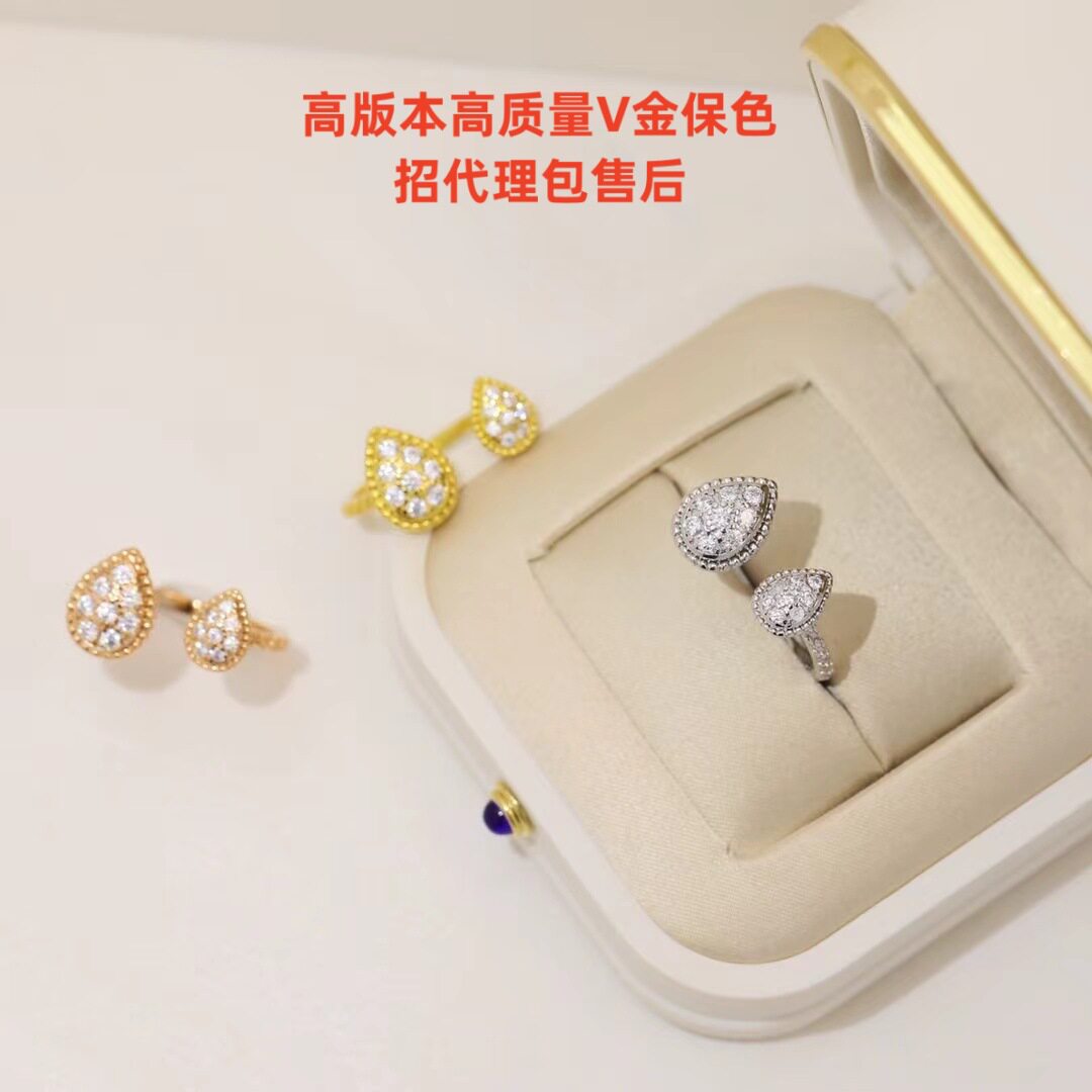 Baoshi Seiko High Version V Gold Drop Ring Женское открывающееся регулируемое кольцо с толстым золотым покрытием Оптовая продажа с фабрики Изображение 1