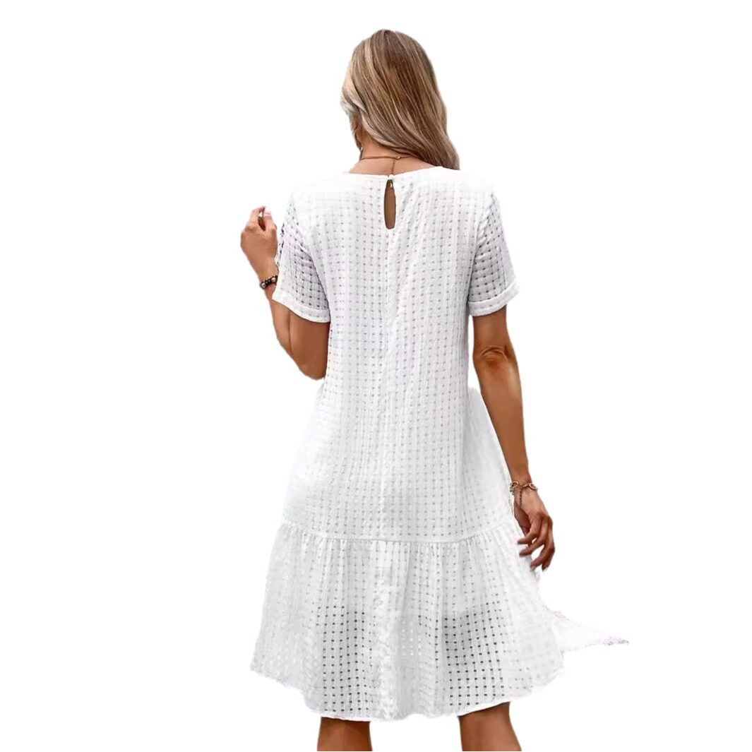 Short Sleeve Solid Color Dress Fresh and Sweet Style Perfect for Summer Occasions Wholesale Available