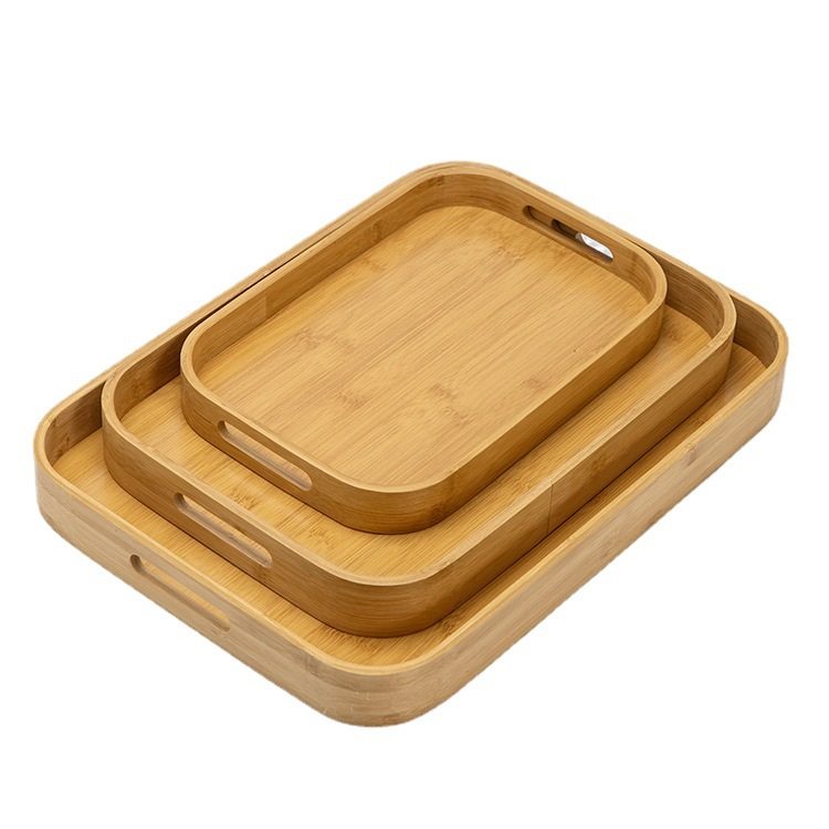 Casual Bamboo Tray Integrated Rectangular Bamboo Tray Home Storage Fruit Tray Hotel Tea Tray Water Cup Drain Tray