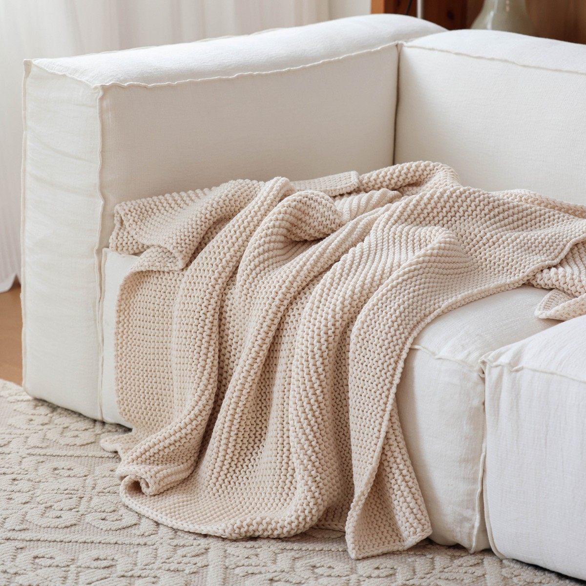 Scandinavian Export Knitted Thick Thread Blanket Pure Color Simple Style Thickeneded Throw Cross-Border Export New Sofa Decorative Blanket