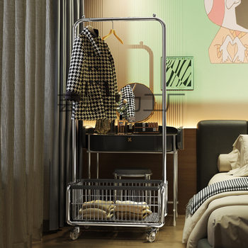 Mobile Floor-Standing Coat Rack, Metal Household Clothes Drying Rod, Bedroom Room Clothes Rack, Storage Rack, Display Rack