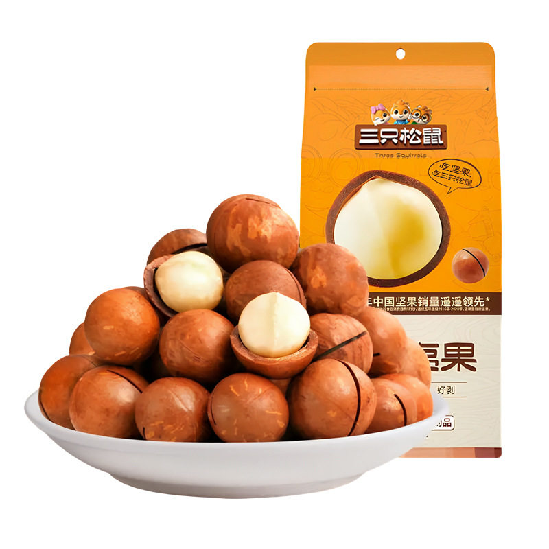 Three Squirrels_Hawaiian Macadamia Nuts 100g Milk Flavor Snack Healthy Nuts Roasted Seeds and Nuts Dried Fruits with Opener