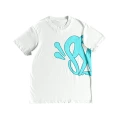 M02 top white with sky blue print