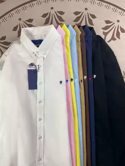 RL Ruff Pony Label Linen Couple's Shirt Spring and Autumn Top Long Sleeve Sun Protection Polo Shirt Embroidered for Men and Women