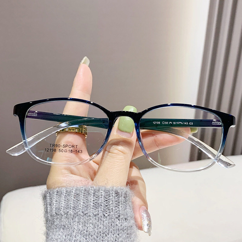 Ultra-light TR90 small fresh student myopia glasses frame new retro gradient fuchsia full small face glasses frame