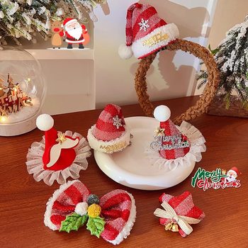 2025 New Christmas Hairpin Hair Accessories Sweet and Versatile Bangs Clip Cute Duckbill Clip Hairband Holiday Dress up Headwear