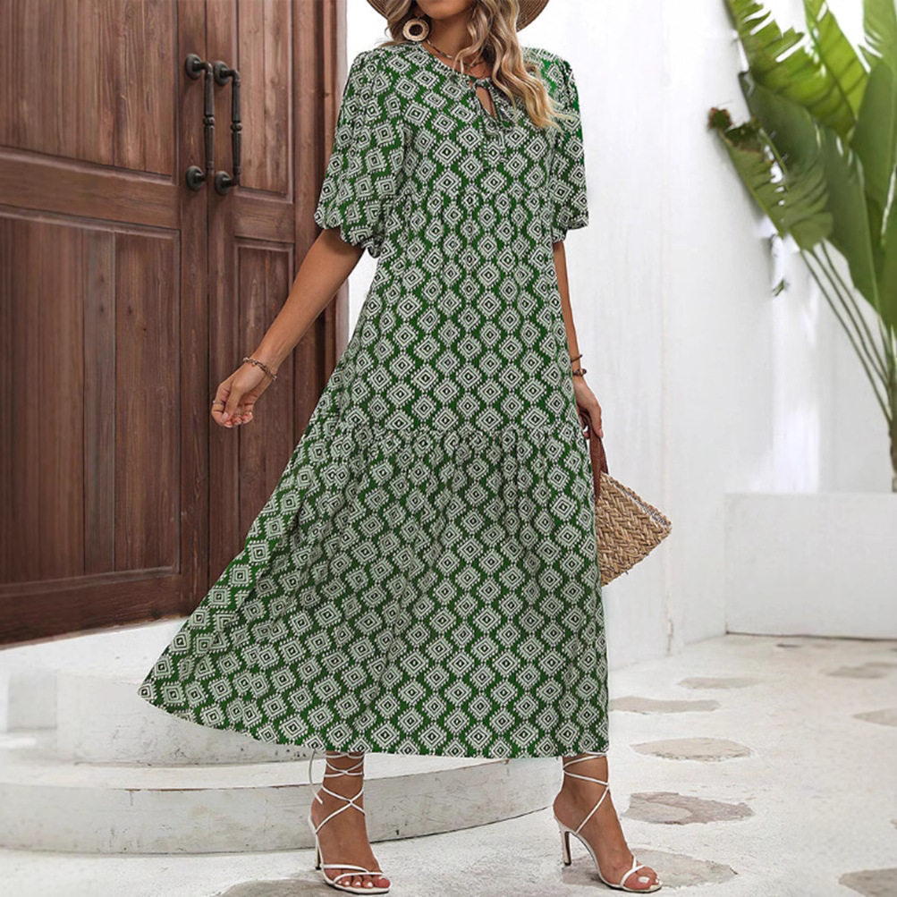 Floral Print Maxi Dress Loose Fit Summer Style Elegant Design Perfect for Casual Outings Wholesale Available
