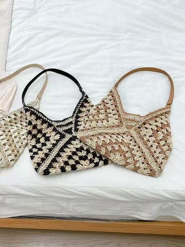 Manufacturer Wholesale Korean Style Large-Capacity Women's Bag Internet Celebrity Popular Grandmother's Straw Bag Seaside Vacation Shoulder Bag